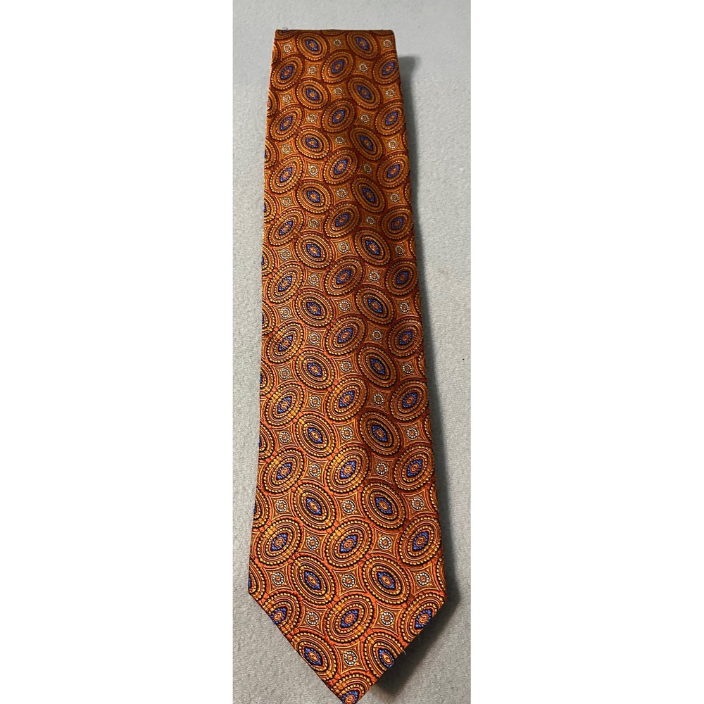 Luciano Gatti Elite Orange Paisley Silk Necktie‎ Elegant Italian Design
